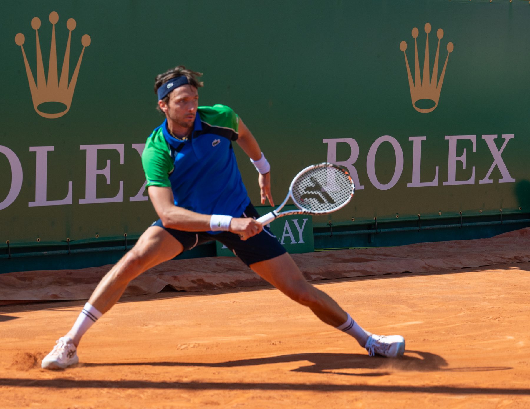 Sliding backhand on clay at the Monte-Carlo Masters