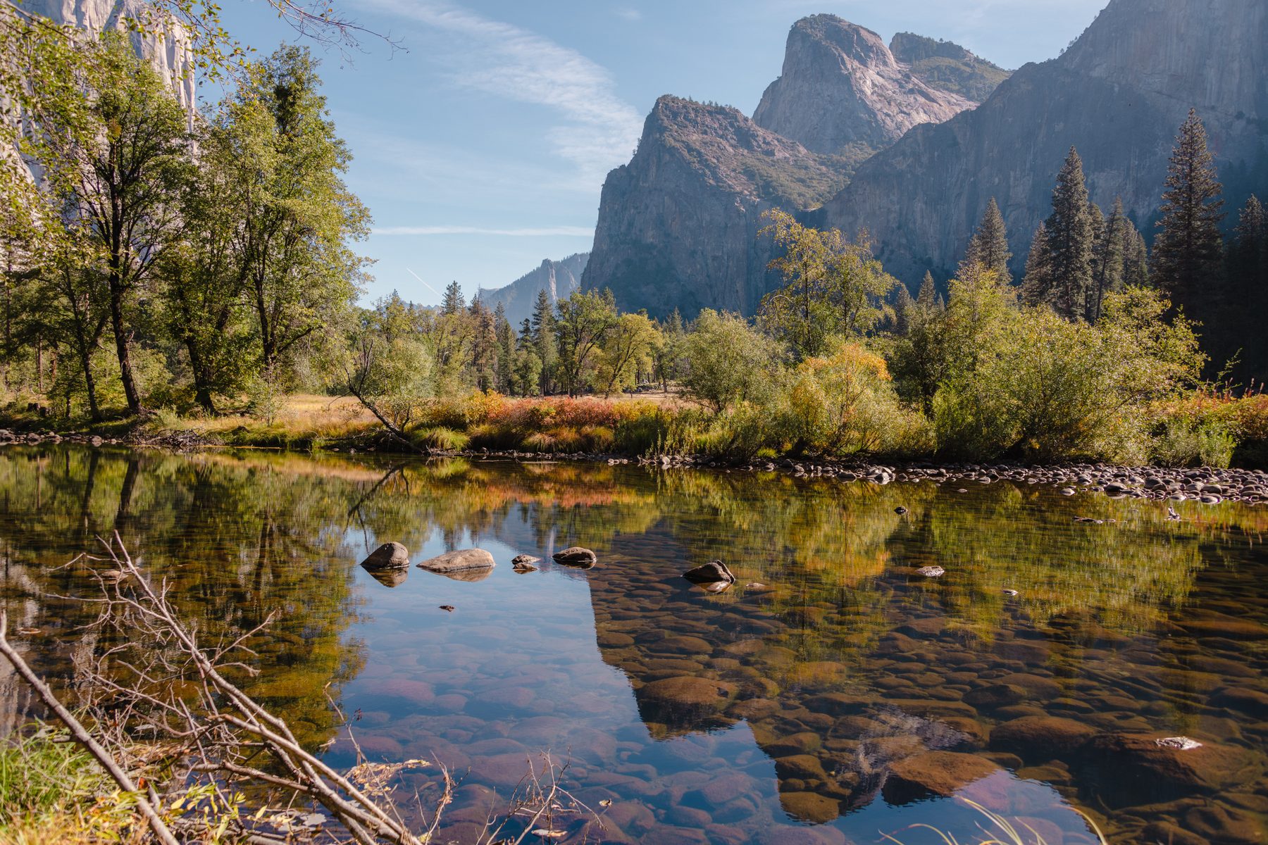 Yosemite Valley reflected in the Merced River