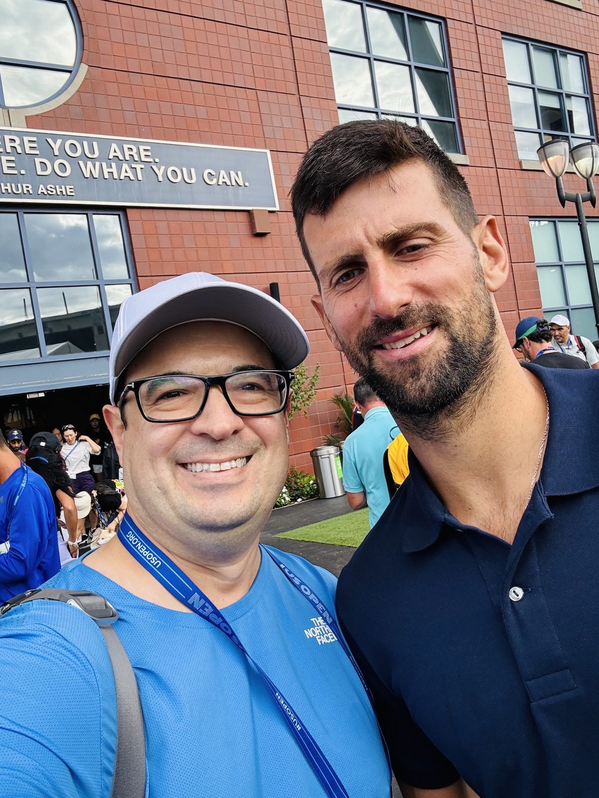 Christopher Beltran with Novak Djokovic at the US Open